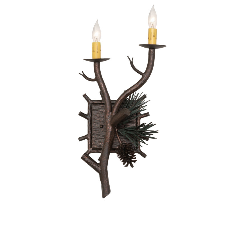 Rustic Lodge Steel Candle Wall Light