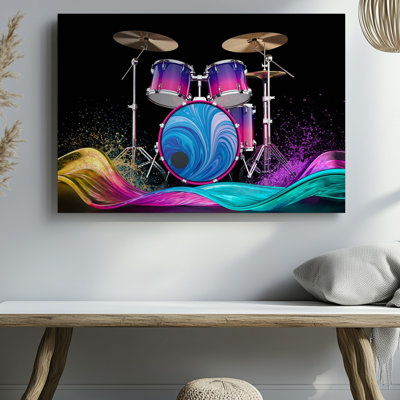 Canvas A Vibrant Drum Set Featuring A Polished Bass Drum Two Wall Art Gleaming Tom Toms And Shimmering Cymbals Stands Prominently Canvas Wall Art Canvas A Vibrant Drum Set Featuring A Polished Bass Drum Two Wall Art Gleaming Tom Toms And Shimmering Cymbals Stands Prominently Canvas Wall Art