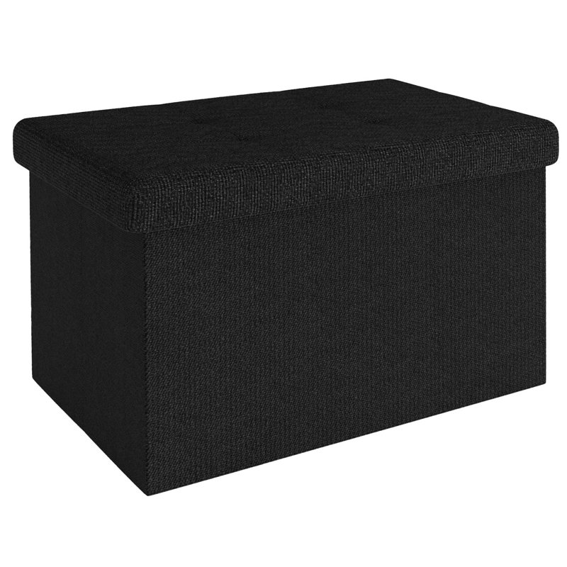 Romines 49cm W Rectangle Footstool with Storage, Black