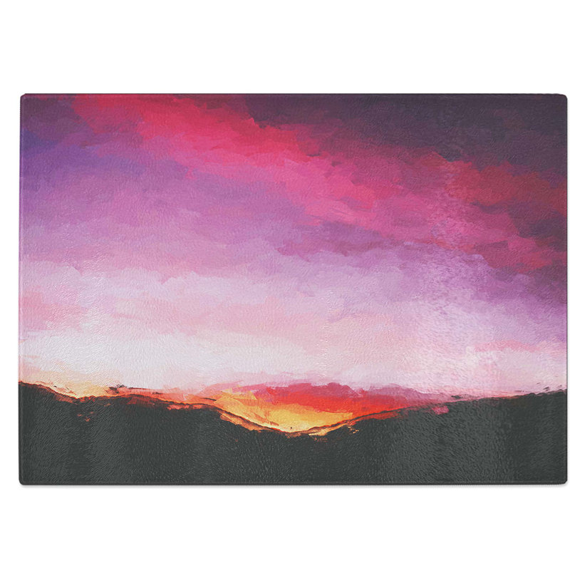 Tempered Glass Setting Sun Chopping Board, 39 cm W x 28.5 cm L