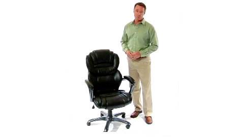 Ergonomic High-Back Executive Swivel Chair in Black LeatherSoft