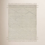 Iman Hand Knotted Geometric Area Rug in Ivory/Gray