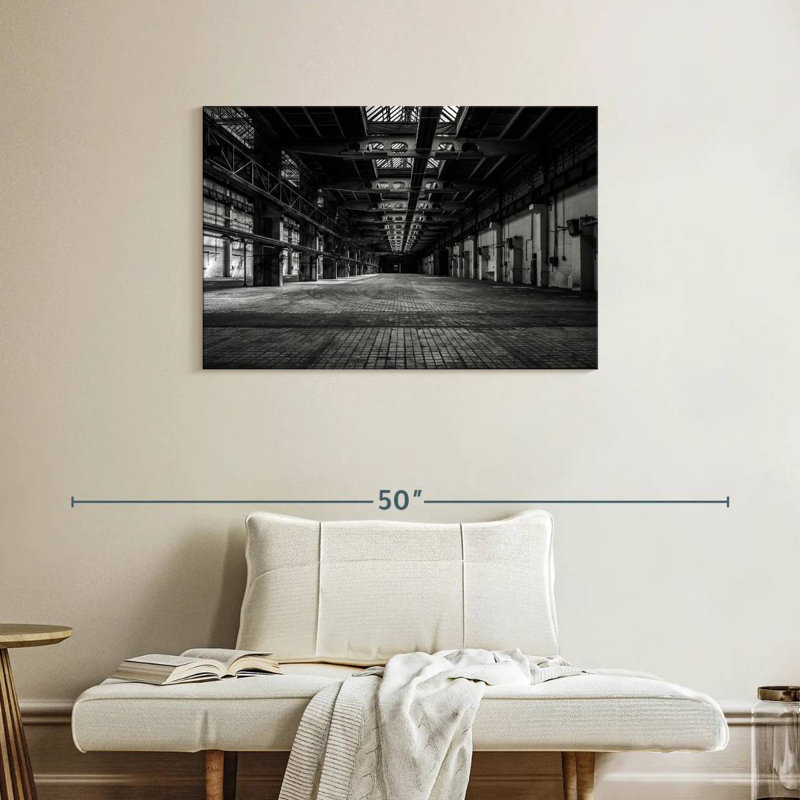 Lilie Monochrome Abandoned Factory, 24" H x 36" W