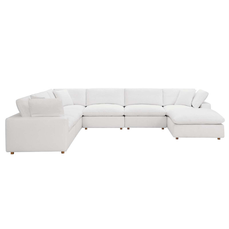Ensemble de canapé modulaire rembourré et rembourré Commix, 7 pièces avec Chase par Modway, Blanc pur