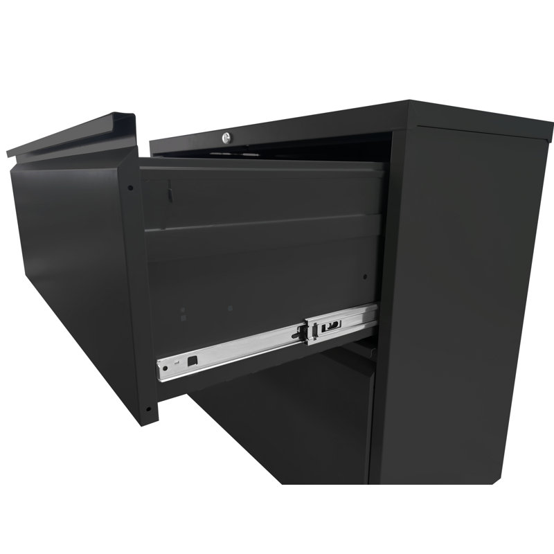 2 Drawer Metal Vertical File Cabinet With Lock Office Home Steel Vertical File Cabinet For A4 Legal/Letter Size, Black 