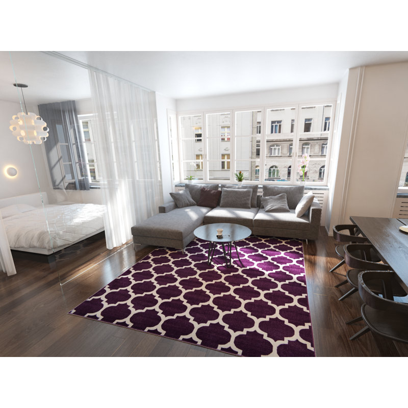 Tapis à motif géométrique mauve Cara-Leigh, Rectangle 3 pi 3 po x 5 pi 3 po
