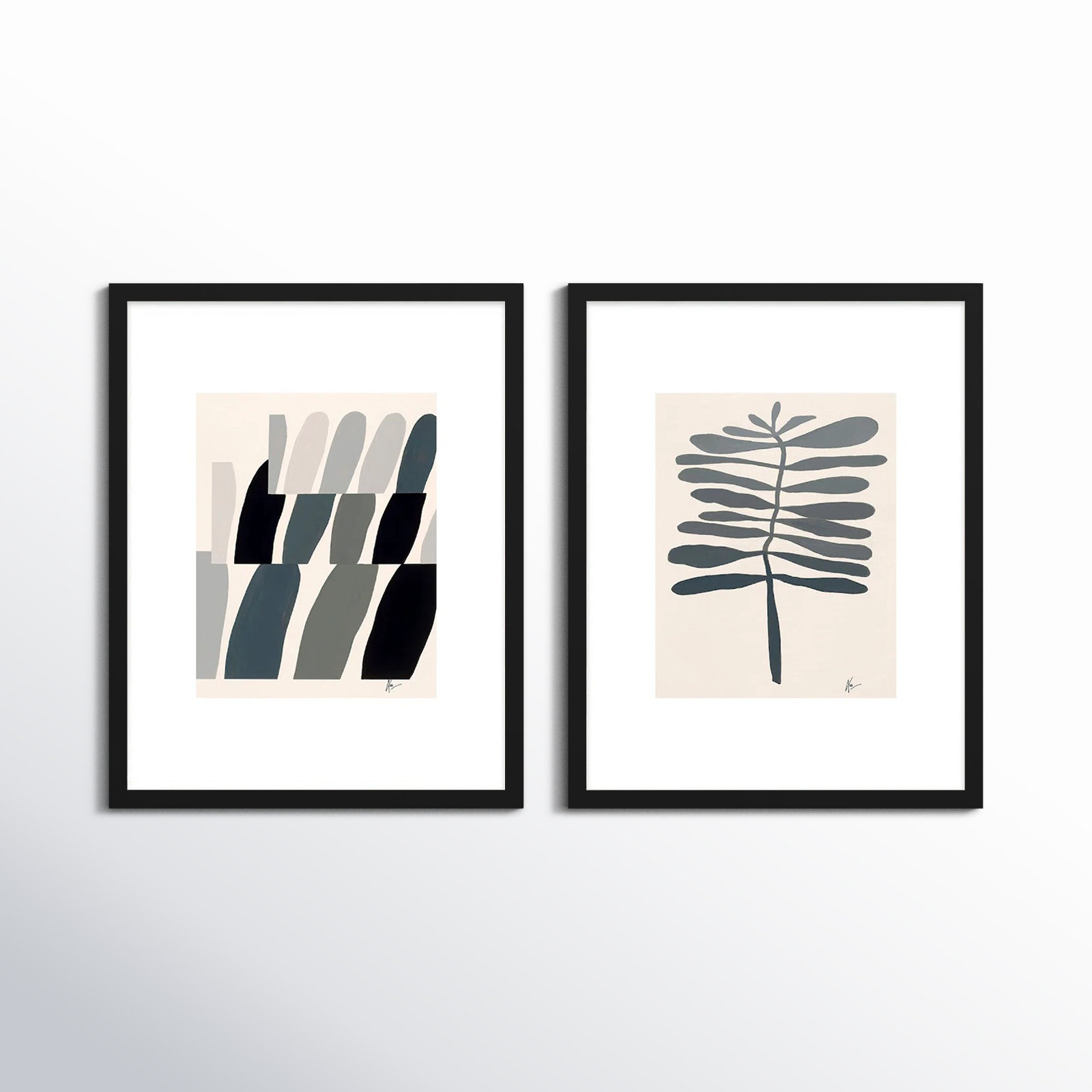 Flora 1&2 by Lee Lessem, Black Framed, 38" H x 60" W x 1.25" D