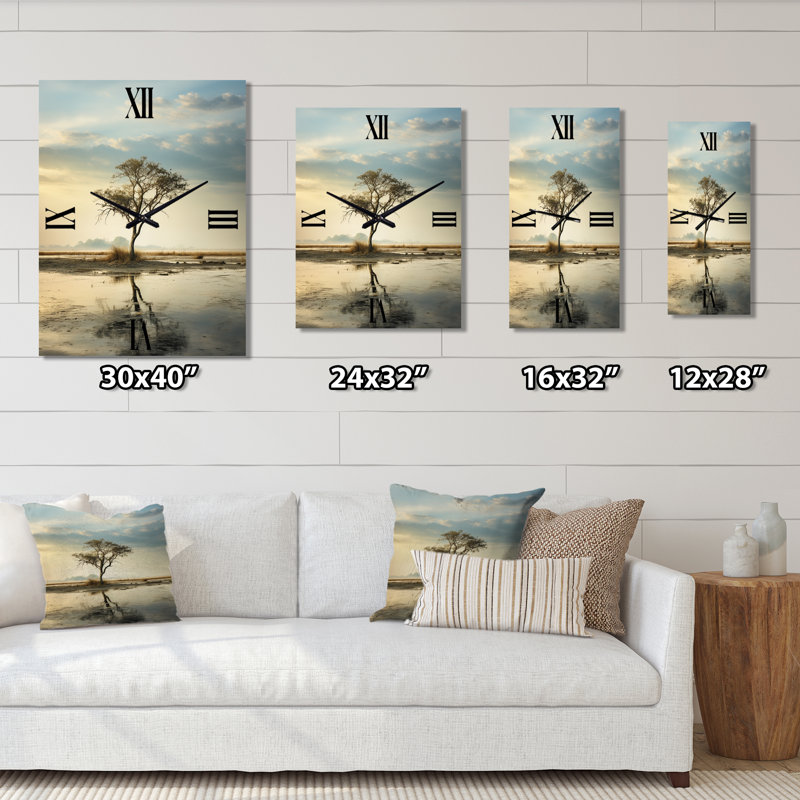 Beach Photo Seaside Reflections II - Nautical & Beach Wall Clock, 28" H x 12" W x 1" D