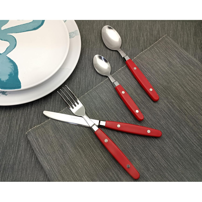 Exzact 24 Stainless Steel Cutlery Set, Service for 6, Red