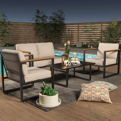 Patio Furniture Set, 4 Pieces Outdoor Patio Furniture With Coffee Table Set by Ebern Designs