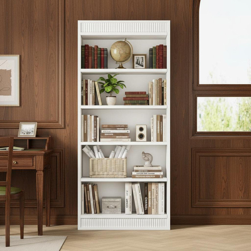 180.1cm H x 30.2cm W Standard Bookcase, White