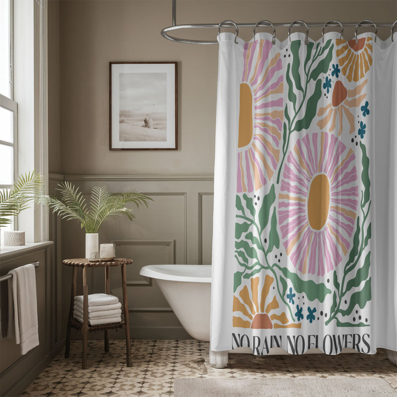 Rideau de douche 1 pièce Boho Bloom, H 74 po x l 71 po