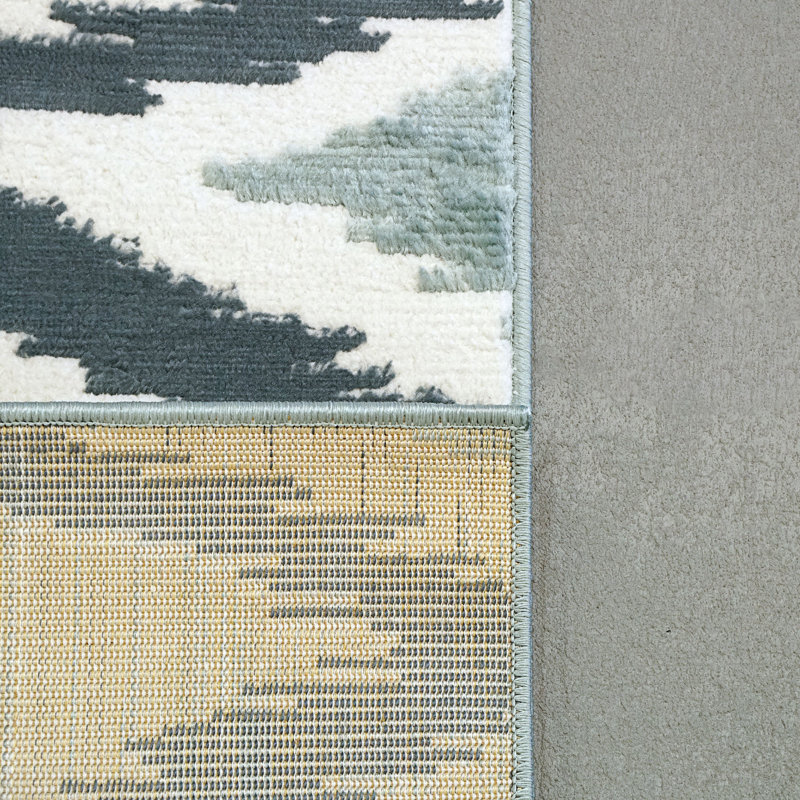 Tapis bleu à chevrons Haryss, Rectangle 5 pi x 7 pi