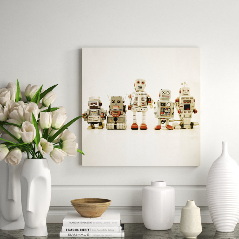 Robot Friends Print, 24" H x 36" W, Unframed Paper