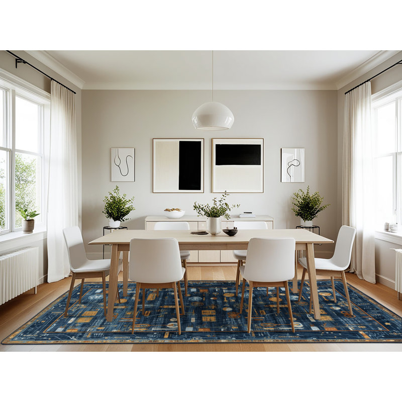 Machine Washable Space Gray Area Rug, Rectangle 7' x 10'