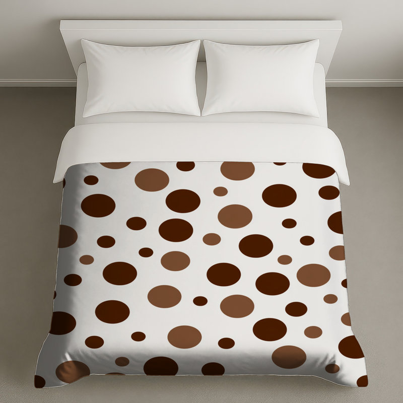 Housse de couette à pois moderne, Housse de couette pour très grand lit, Pois bruns