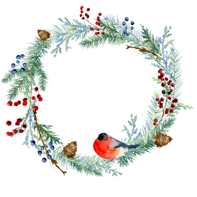 Christmas Wreath - Wrapped Canvas Print, 51cm H x 51cm W x 3.8cm D