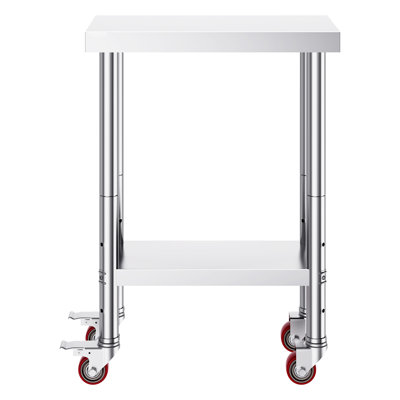 24 X 12 32 Inch Stainless Steel Work Table, Ideal For Commercial Kitchen, Buffet, And Catering - Rust , 400 Lbs Upper Shelf Capacity, Stable , Easy To Move Table With Wheels, 34 Inch, Perfect