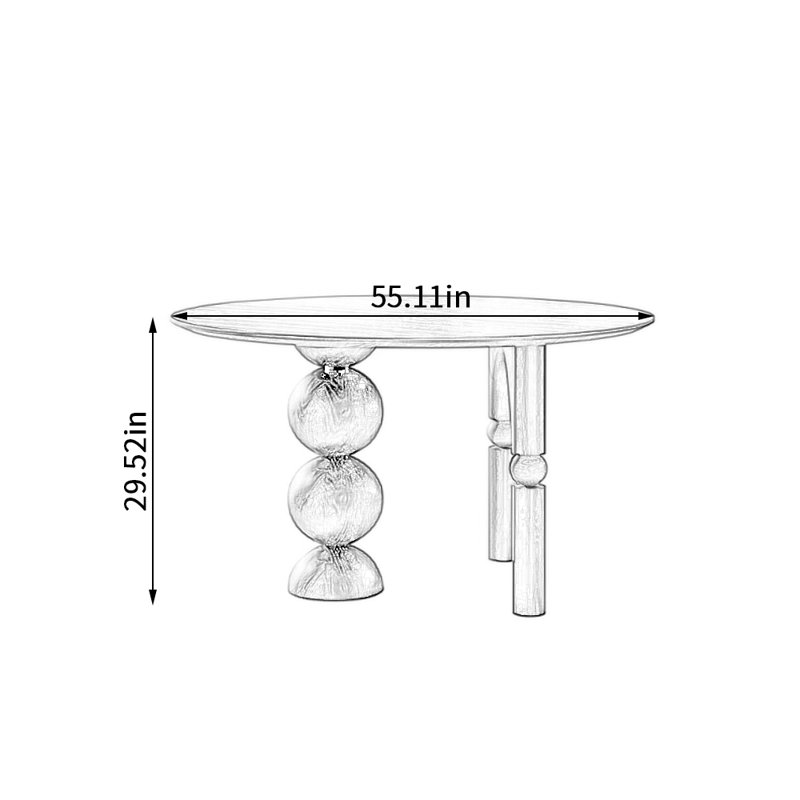 Table basse ronde en bois massif noir, H 29,52 po x L 55,11 po x l 55,11 po