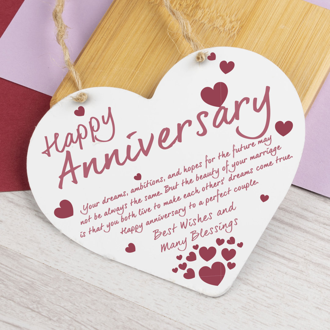 Wooden Heart Plaque Anniversary