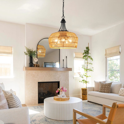 Boho Rattan Chandeliers Rhombus
