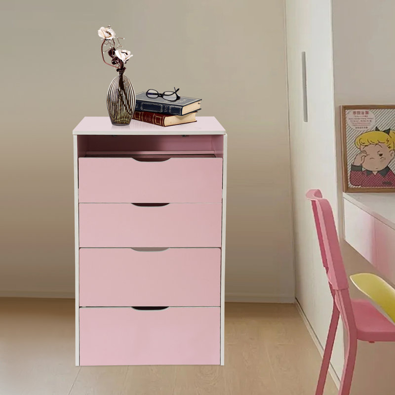 Ensemble de coiffeuse avec miroir, 3 tiroirs et tabouret , Rose
