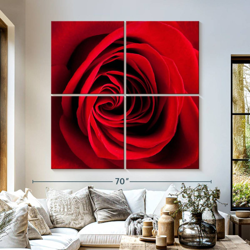 Harnek Red Rose In Bloom, 57" H x 57" W