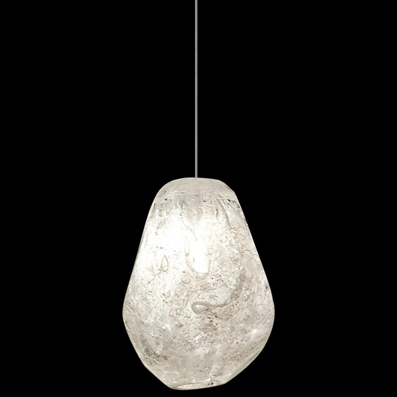 Mini Quartz-Glass LED Pendant Light with Gold Leaf Canopy