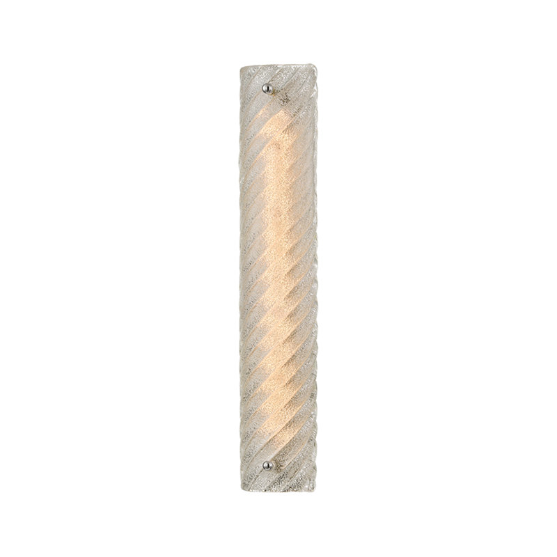 Gretna Glass 1 - Light LED Flush Mounted Sconce, 19.25" H x 3.5" W x 2.75" D, Piastre / Polished Nickel, 1175