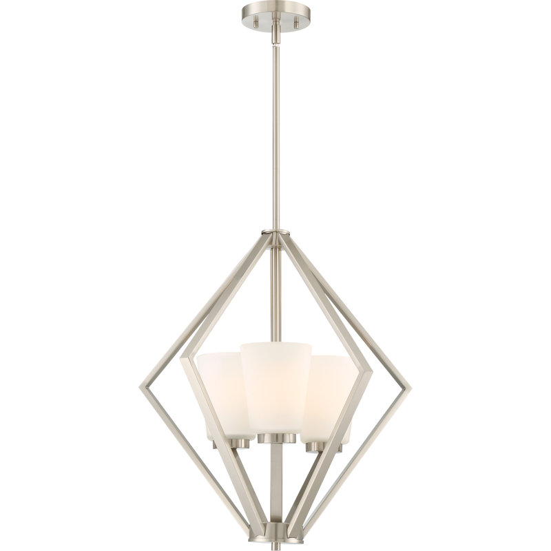 Naccarato 3 - Light Dimmable Geometric Chandelier, Brushed Nickel