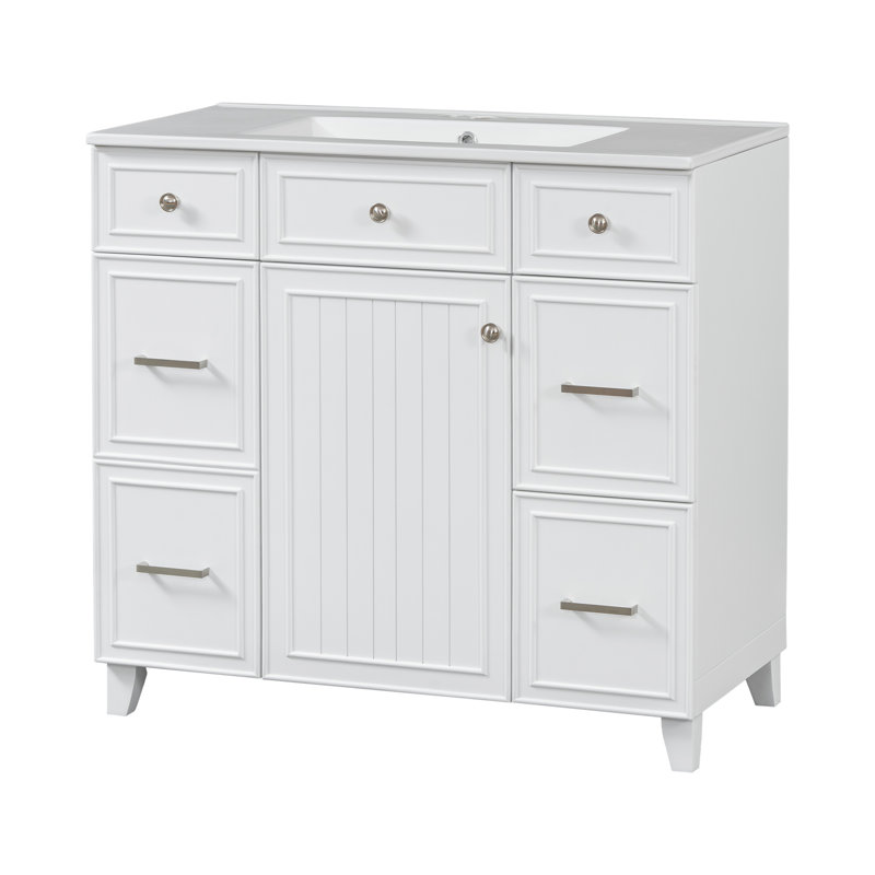 Meuble-lavabo 36 po avec lavabo en céramique, Blanc