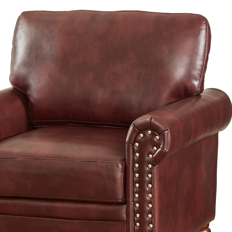Carowyn Faux Leather Armchair, Burgundy Faux Leather