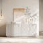 Buffet avec rangement, buffet de rangement moderne à 4 portes, armoire de plancher luxueuse avec anti-déversement autoportant pour la cuisine, le salon, buffet rectangulaire de 59 po de largeur (blanc)