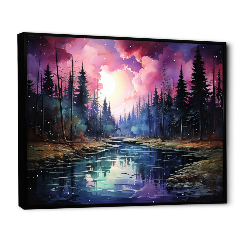 Impression sur toile Griseldis - Aurora Borealis_106492, H 34 po x l 44 po x P 1,5 po, Toile avec cadre flottant noir
