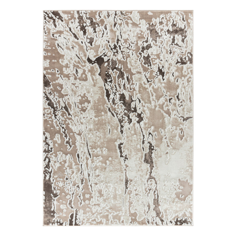 Tapis brun / beige Studebaker, Rectangle 5 pi 2 po x 7 pi 5 po
