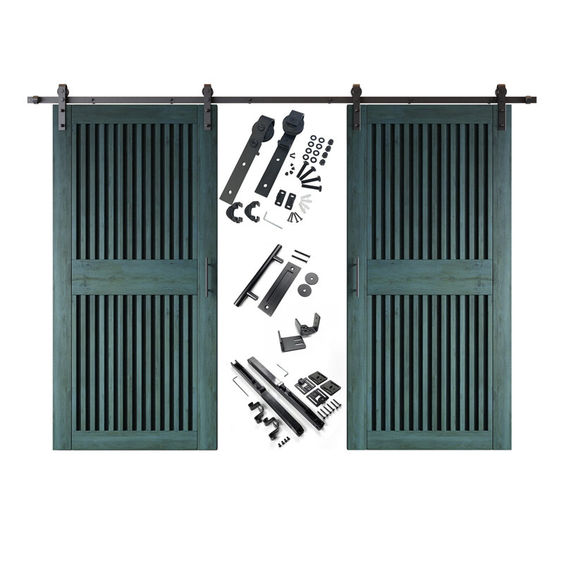 Portes de grange doubles en forme de losange non assemblées et finies 26 po x 84 po Homquer Royal Pine, 26" x 84"