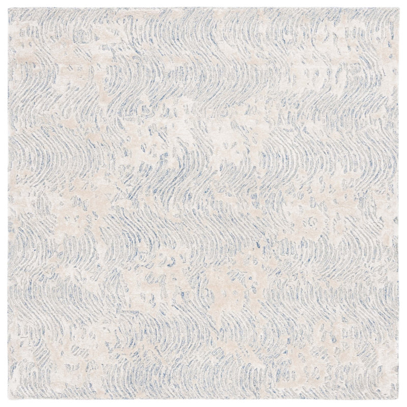 Glamour Hand Tufted Wool Viscose Cotton with Latex Abstract Rug in Beige, Square 6'