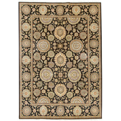 High-Quality Hand-Knotted Black Area Rug