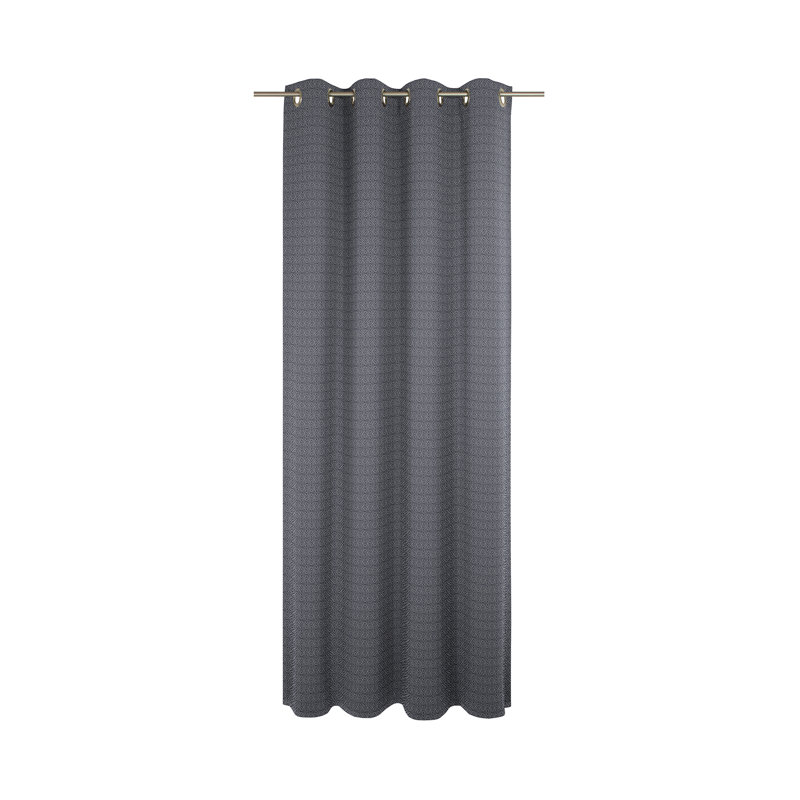 Salguero Eyelet Opaque Single Curtain, Dark blue., 145cm Width x 245cm Drop