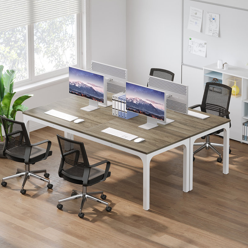 Akul Extra Long Computer Desk, Large Workstation for Home Office, Oak/White
