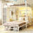 Bunk Bed Twin Over Twin with 3-Tier LED Shelves and Hall Tree Storage-1680424713