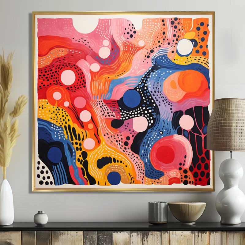 Bubble Colorfields, couleurs primaires rétro - art mural de vagues fractales, salon, H 30 po x l 30 po x P 1 po