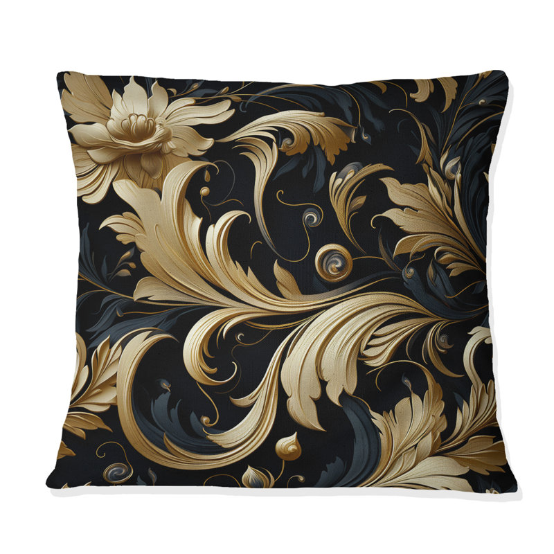 Coussin décoratif en polyester noir et or Intrigue Elegance, H 16 po x l 16 po