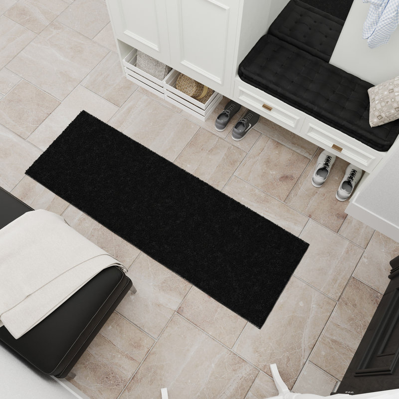 Cozy Plush Non-Slip Rubberback Extra Long Hallway Rug for Bedroom, Living Room, Bathroom, Black, Runner 3' x 8', Black