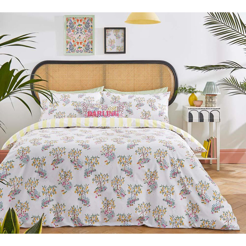 Yellow 200 TC Reversible Duvet Cover Set, Single