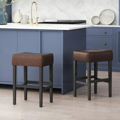 26.75" Backless Faux Leather Counter Height Barstool