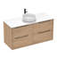 Meuble-lavabo mural en chêne naturel avec vasque ronde en céramique-600534164