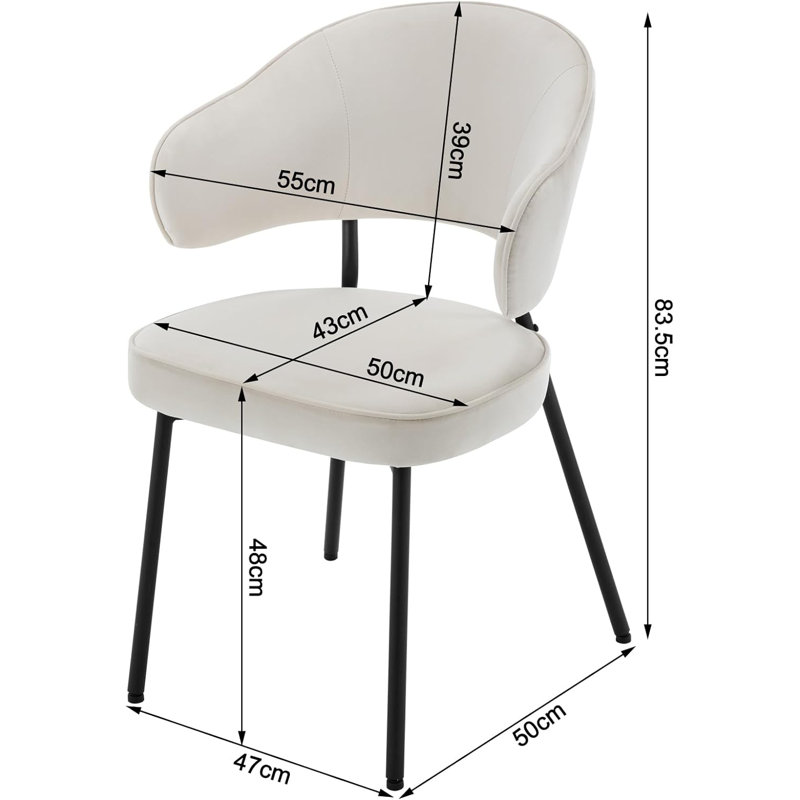 Ludvik 48cm H Velvet Upholstered Upholstered Back Armchair, 1, Cream