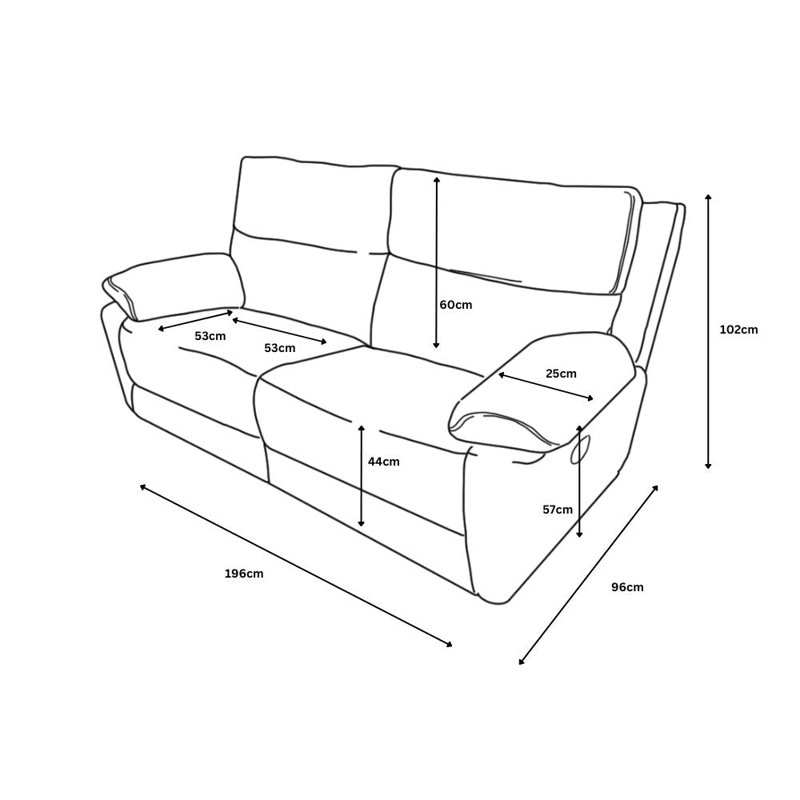 Berthony 3 Seater Chenille Reclining Sofa, Blue Grey