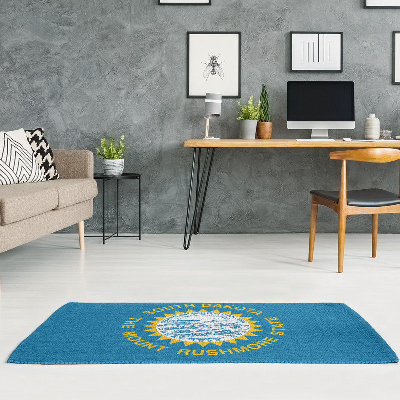Tapis de tapis bleu en chenille south dakota flag, Rectangle 2 pi x 3 pi